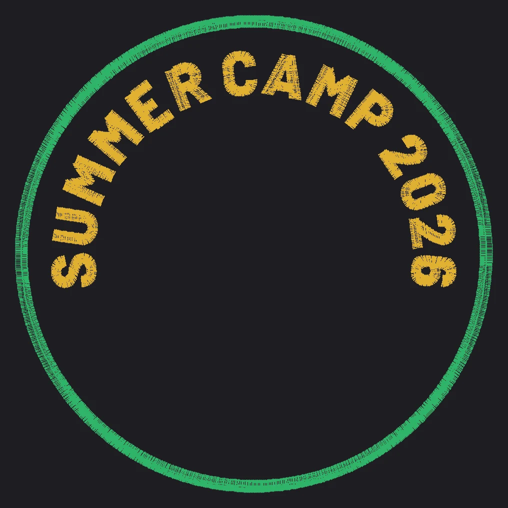 The words SUMMER CAMP 2026 bent into an arc inside a circular border