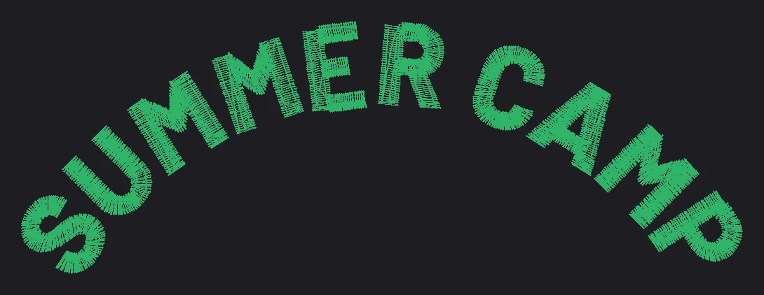 The words SUMMER CAMP bent into an arc